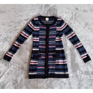 Twinkle by Wenlan Wool/Silk blend MultiStripe Henley Knit Dress|Retro Y2K|Sz Sm